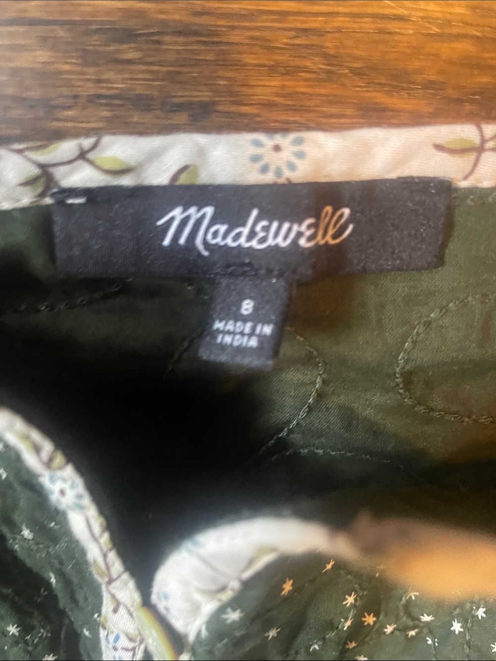 Madewell Dark Green Polka Dot Puff Sleeve Blouse with Contrast Trim - Picture 5 of 5